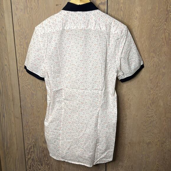Michael Kors Men White with Dots Short Sleeve Button Up Shirt Size X-Small - Picture 2 of 6